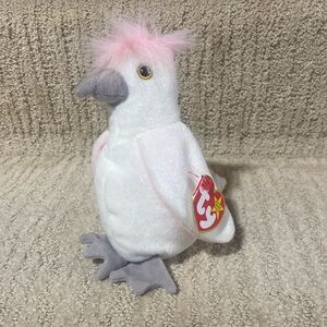 Ty Beanie Baby KuKu. White bird with pink hair. No flaws.